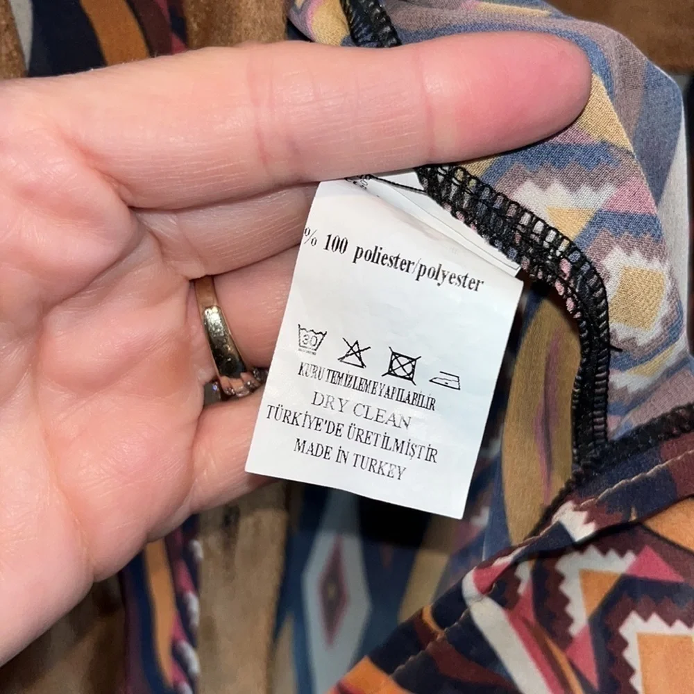 Western cowgirl button down blouse faux leather details SO Cute and unique L/ XL - Picture 5 of 11